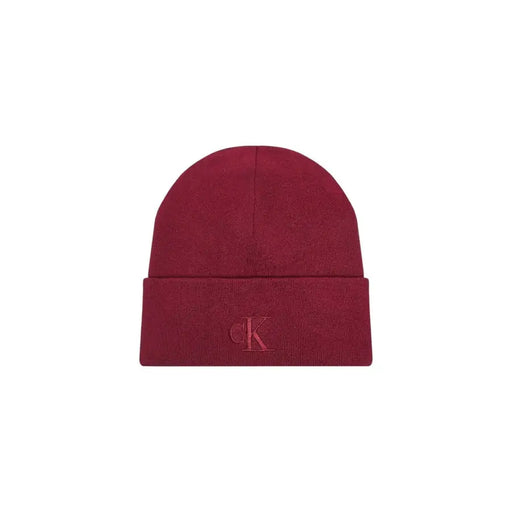 Burgundy beanie with calvin klein logo