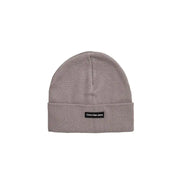 Gray calvin klein beanie with logo label.