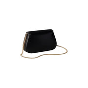 Calvin Klein Sac bandoulière en cuir noir brillant avec bandoulière chaîne dorée