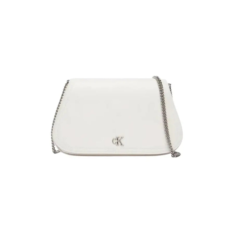 Blanc Calvin Klein Sac bandoulière avec bandoulière chaîne argentée et logo en relief