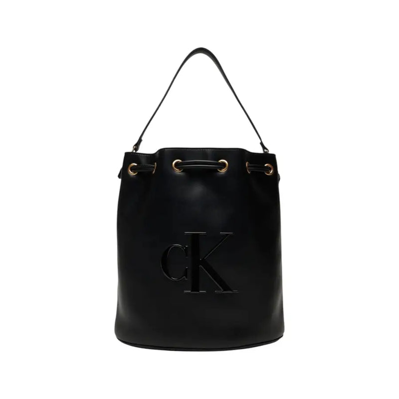 Calvin Klein Sac seau en cuir noir avec détails dorés et logo CK