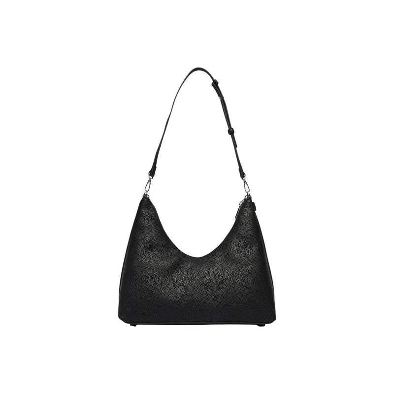 Calvin Klein black polyurethane handbag hobo bag with black textured leather and single adjustable shoulder strap