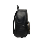 Calvin Klein black leather rucksack with gold tone zipper accents and multiple zip pockets for organized storage