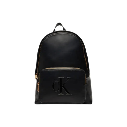 Calvin Klein Sac à dos noir avec fermetures éclair dorées et logo CK