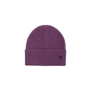 Purple ribbed beanie with logo