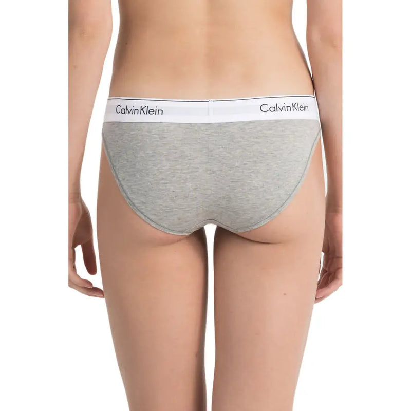 Gray heathered calvin klein girls underwear briefs with white logo waistband made from cotton and modal blend
