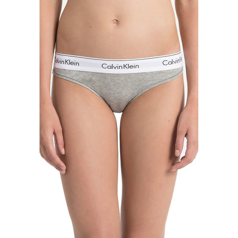 Culotte grise Calvin Klein pour fille, avec une ceinture blanche à logo, en mélange de coton et de modal.