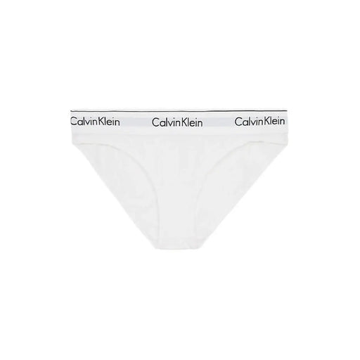 White calvin klein girls briefs with black logo band made of cotton and modal blend for comfortable wear
