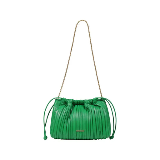 Calvin Klein Sac bandoulière en cuir plissé vert vif avec chaîne dorée