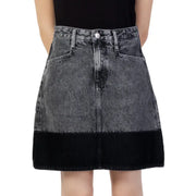 Calvin Klein Jeans black fall winter women’s two-tone denim skirt with faded gray upper and solid black hem