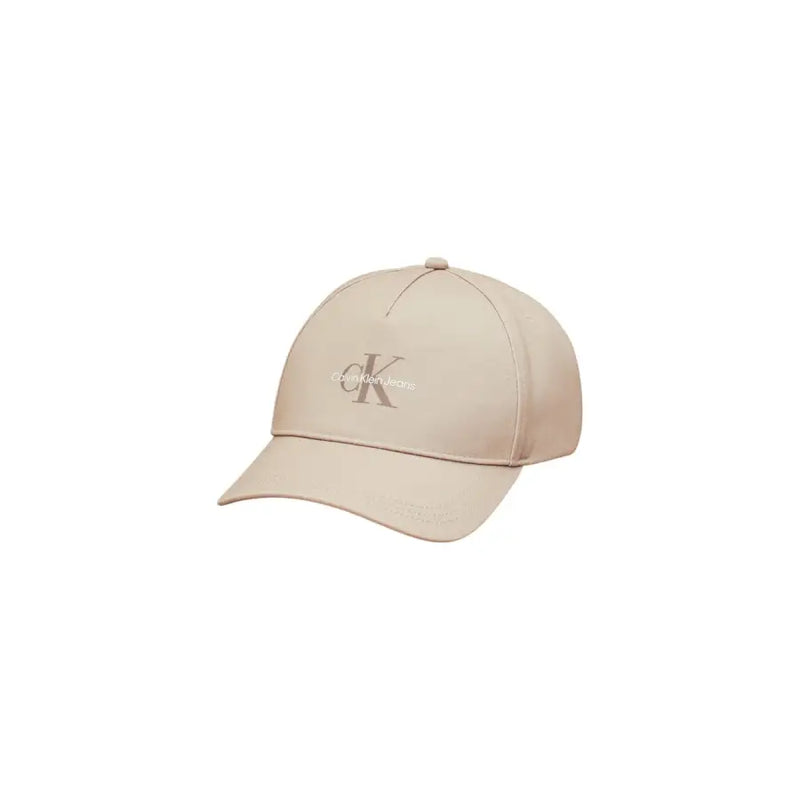 Beige calvin klein baseball cap with monogram logo.