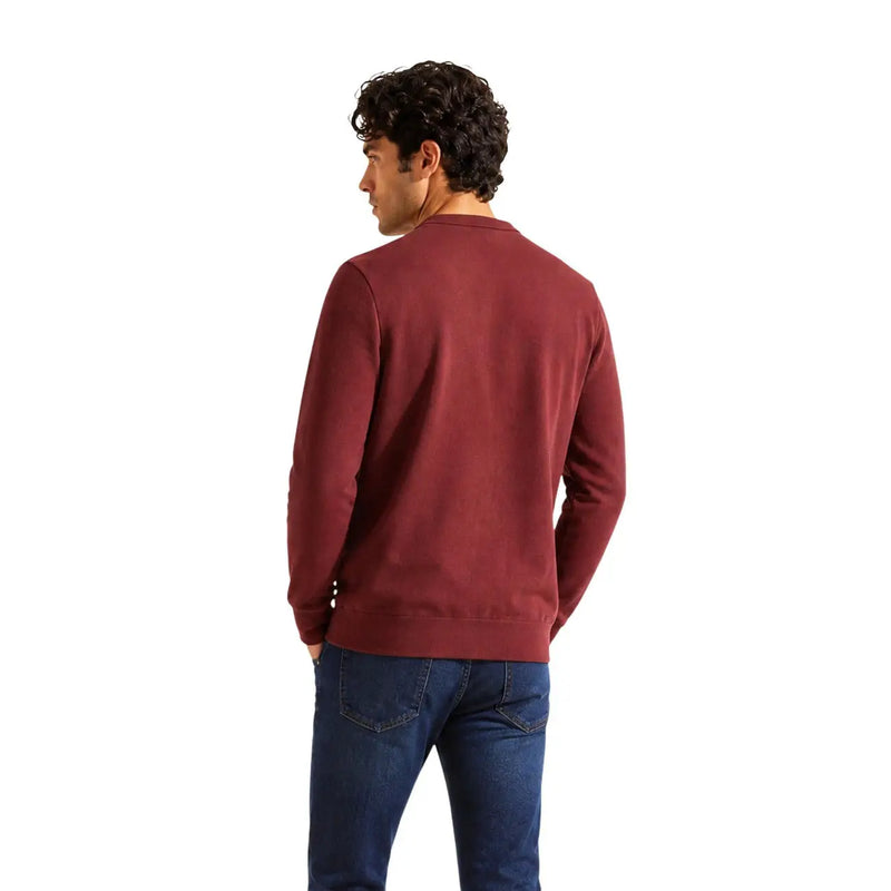 Pull Calvin Klein Jeans en coton bordeaux pour homme, manches longues et col rond, vue de face