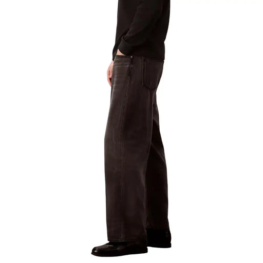 Calvin Klein Jeans Jean baggy pour homme en lyocell viscose noir avec denim gris foncé à jambes larges et coupe décontractée