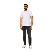 Calvin Klein blanc t-shirt jean beige en coton coupe classique avec logo discret en écriture cursive pour homme
