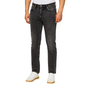 Jean Calvin Klein pour homme, coupe slim, en denim foncé délavé, avec cinq poches classiques, en coton.