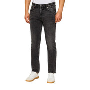 Calvin klein jeans men dark-wash denim slim fit jeans with classic five-pocket design in cotton material