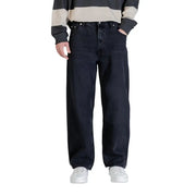 Calvin Klein Jeans Jean en denim noir délavé foncé pour homme, coupe droite décontractée et design classique à cinq poches
