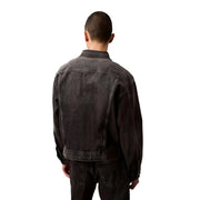Veste Calvin Klein Jeans homme en coton noir, coupe classique, en denim délavé foncé avec surpiqûres classiques et finition texturée