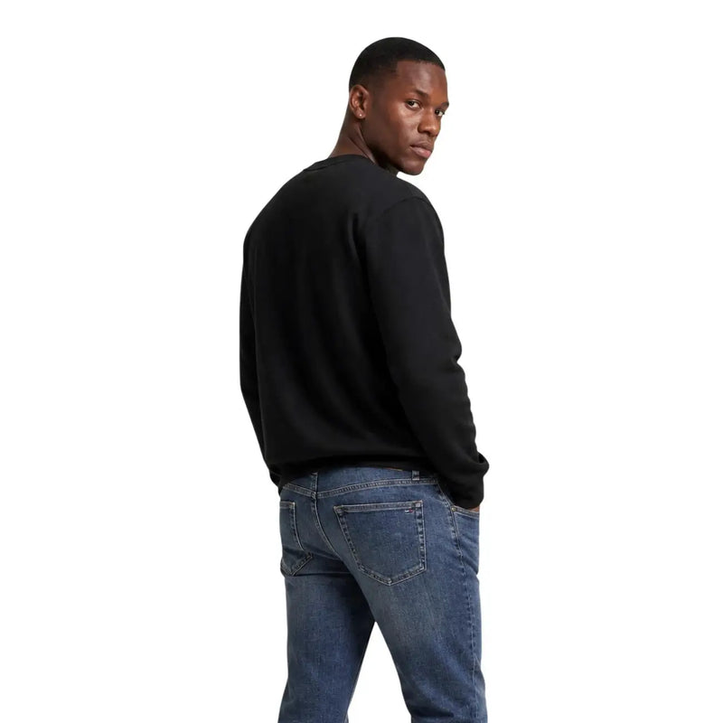 Calvin Klein Jeans Sweat-shirt noir en coton à manches longues et col rond pour homme, vue de face