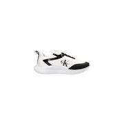 Calvin Klein Jeans Baskets montantes noires en polyester pour homme, à lacets, avec empiècements blancs et noirs et logo sur le côté.