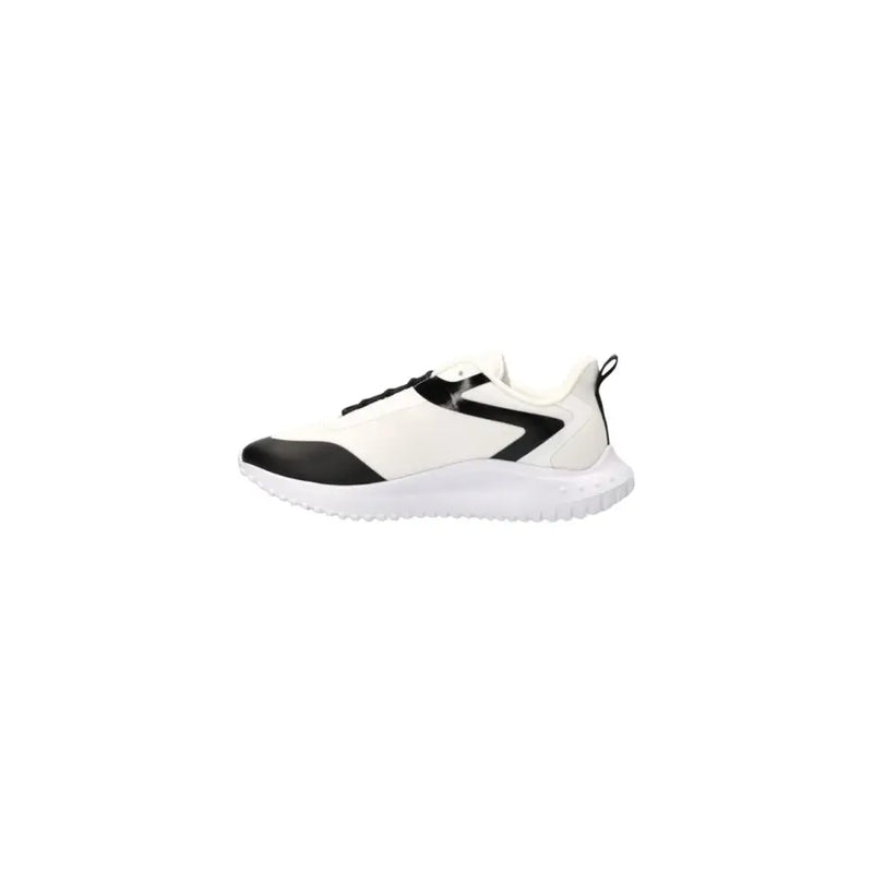 Calvin Klein Jeans Baskets montantes noires et blanches pour homme, à lacets, avec une tige en polyester au design élégant et une semelle en caoutchouc texturée.