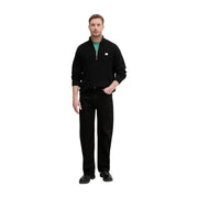 Calvin Klein Jeans Pull homme en maille de coton noir à col zippé et petit logo blanc sur la poitrine