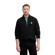 Calvin Klein Jeans Pull en maille de coton noir pour homme, avec demi-zip et petit logo blanc sur la poitrine