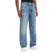 Calvin Klein Jean homme bleu clair délavé, coupe droite classique, 100 % coton denim, cinq poches
