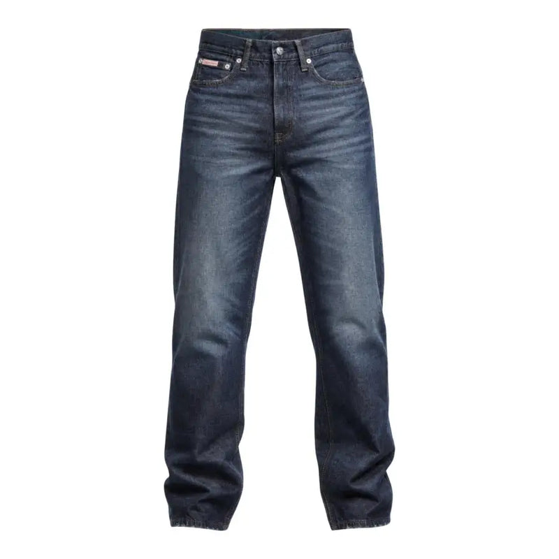 Calvin Klein Jeans Jean en denim de coton bleu indigo foncé pour homme, coupe droite et délavage subtil, idéal pour l'automne-hiver.