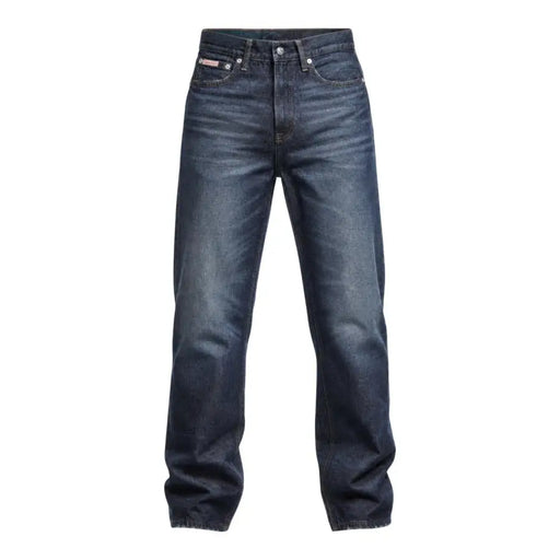 Calvin Klein Jeans Jean en denim de coton bleu indigo foncé pour homme, coupe droite et délavage subtil, idéal pour l'automne-hiver.