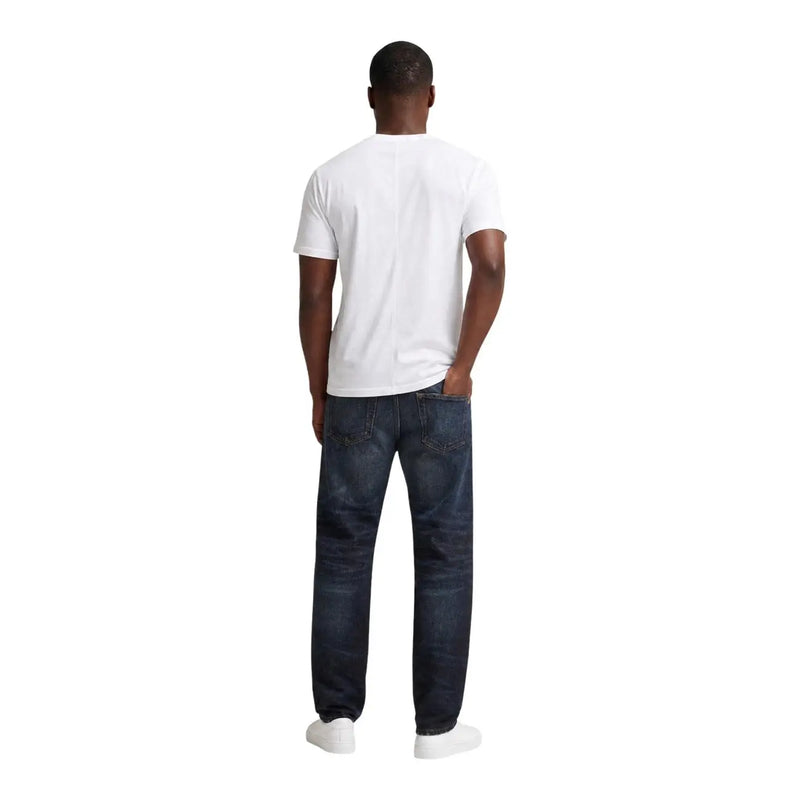 Calvin klein jeans men blue cotton denim jeans with dark-wash straight-leg cut and visible stitching details