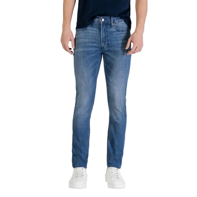 Calvin Klein Jeans Jean slim en denim de coton bleu pour homme, effet délavé, pour un look décontracté et stylé