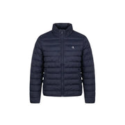 Doudoune matelassée en polyester bleu marine foncé avec col montant et Calvin Klein Logo sur la poitrine gauche, taille L