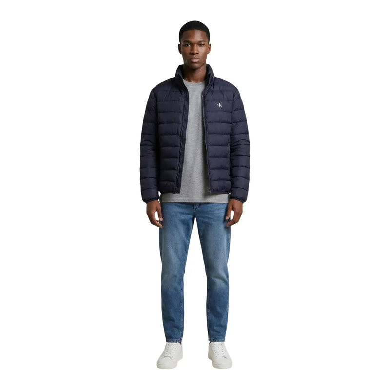 matelassé bleu marine Calvin Klein Jeans Doudoune homme avec logo discret, veste zippée en polyester, taille L