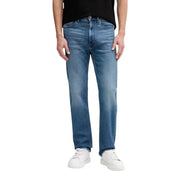 Calvin Klein Jean homme bleu à poches zippées, coupe classique droite en denim délavé moyen, cinq poches