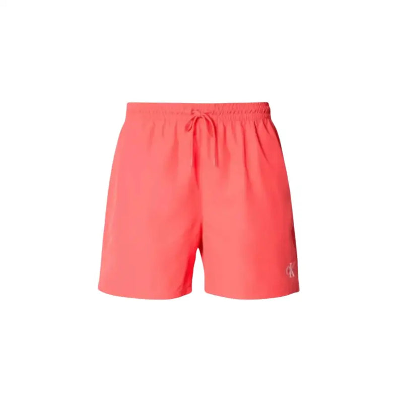 couleur corail Calvin Klein Jeans Short de bain homme en polyester avec taille élastiquée à cordon et logo discret sur le bas de la jambe