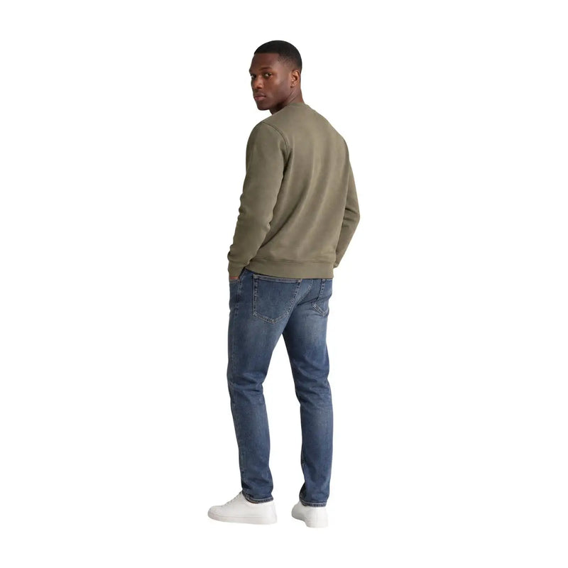 Calvin Klein Jeans Sweat-shirt homme vert en coton à col rond, dos dévoilant une couleur vert olive.