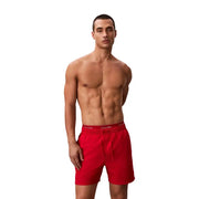Calvin klein jeans men red swim trunks with drawstring waistband suitable for medium grey swimwear collection