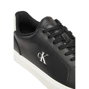 Calvin Klein Jeans Baskets en cuir pour homme, noires avec logo blanc et semelle blanche contrastante, modèle YM0YM01435