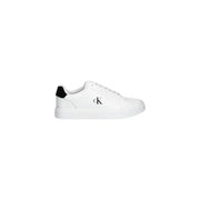 Baskets en cuir blanc Calvin Klein Jeans pour homme, avec logo et languette au talon noirs et lacets noirs (ym0ym01435)