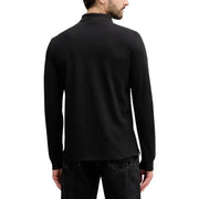 Polo noir en coton à manches longues, col classique et poignets côtelés de Calvin Klein Jeans polo homme manches longues