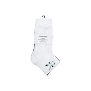 White Calvin Klein Jeans men underwear quarter socks with subtle embroidered logo on foot for casual wear