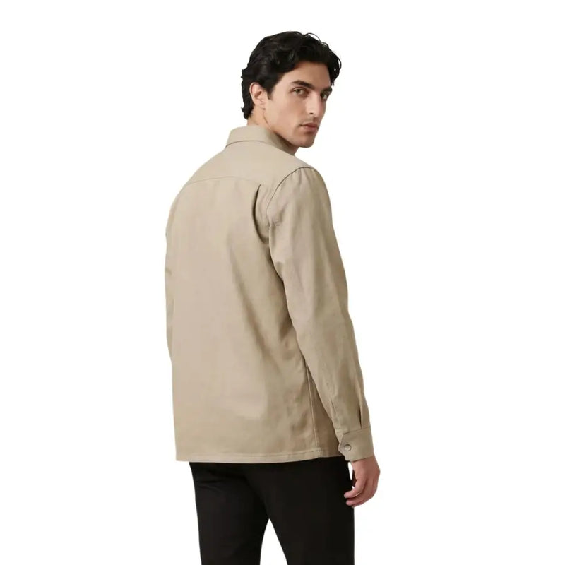 Calvin Klein Jeans Chemise homme beige en coton boutonné, col classique et manches longues