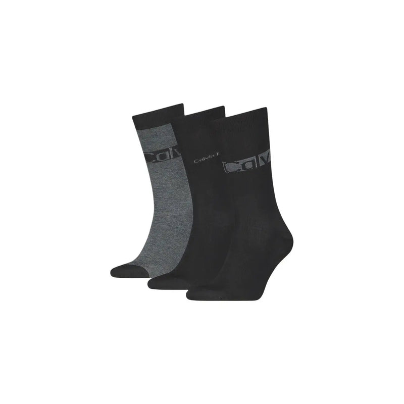 Calvin Klein Jeans men black and gray cotton ankle socks with subtle textured side pattern in beige gift box