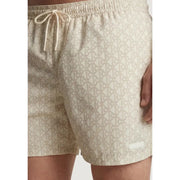 Calvin Klein Jeans men swimwear beige swim trunks with subtle geometric pattern and matching drawstring waistband