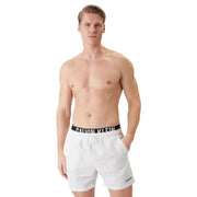 Blanc Calvin Klein Jeans Maillot de bain homme, short de bain avec ceinture noire à logo, en polyester avec lacets