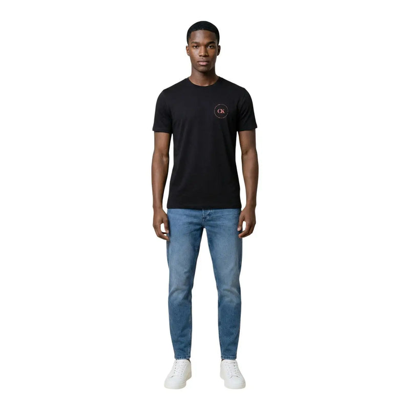 Black Calvin Klein Jeans men t-shirt with subtle embroidered logo on chest made of soft cotton material