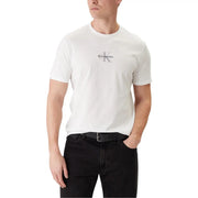 Calvin Klein Jeans men t-shirt in white cotton with a subtle gray logo on the chest for casual wear