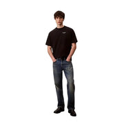 Calvin Klein Jeans t-shirt en coton noir à manches courtes pour homme t-shirt avec un petit logo blanc sur la poitrine