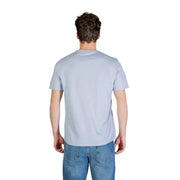 Calvin Klein Jeans men t shirt blue light cotton short-sleeved crew neck with print design